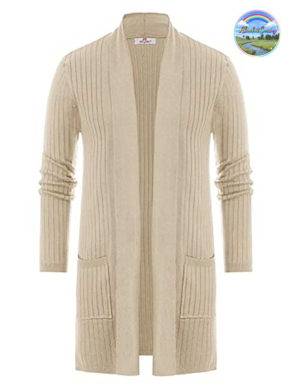 Mens Ribbed Knit Open Front Cardigan with Pockets